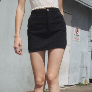 John Galt Black Denim Miniskirt
